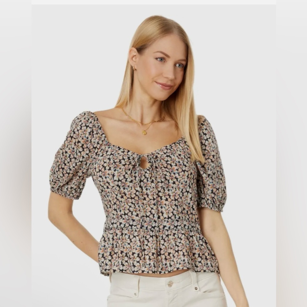PAIGE Floral Puff Sleeve Cropped Blouse